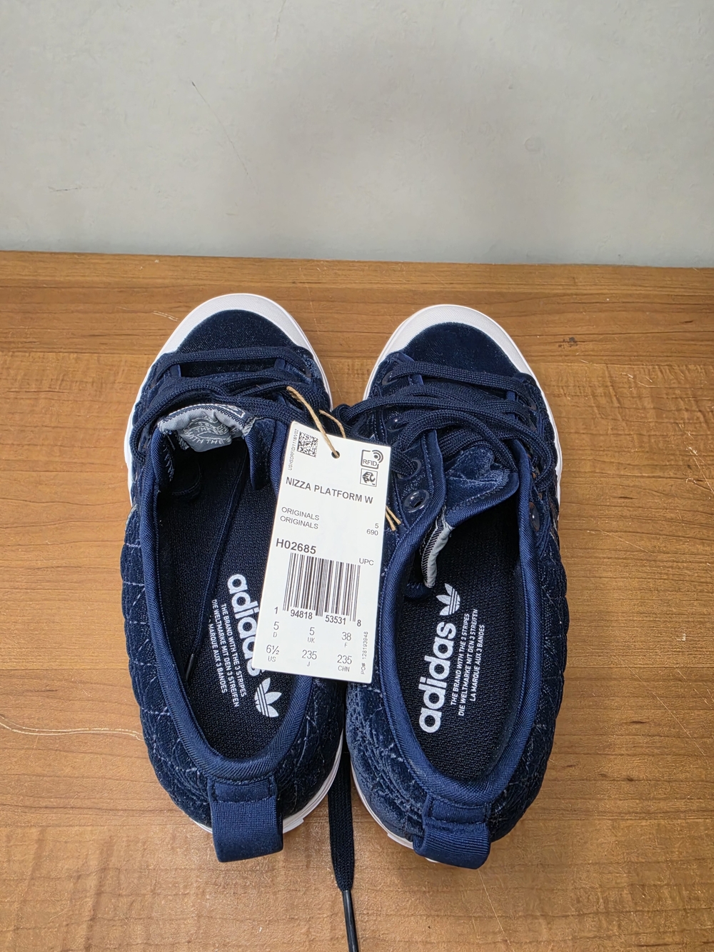 New Adidas Originals Nizza Platform W Navy Blue Quilted Sneakers